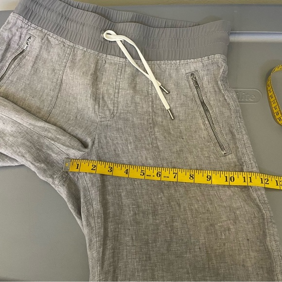 Athleta Women’s 6 Pull On Elastic Waist Gray Linen Wide Leg Pants Comfort Travel - Picture 11 of 12